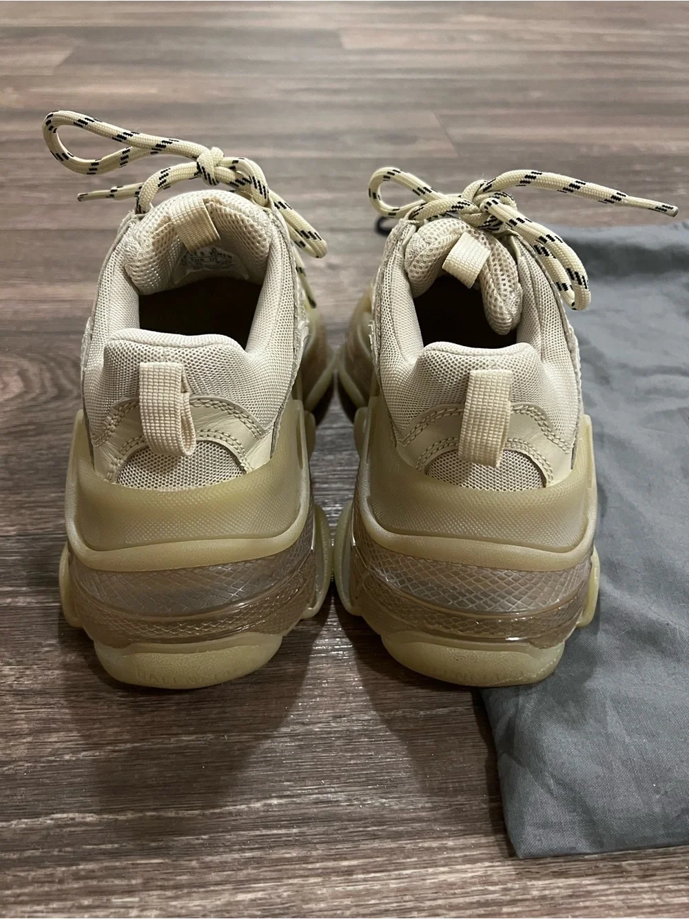 BALENCIAGA Cream Beige Triple S Clear Sole Sneakers size EUR 35 or US 5.5